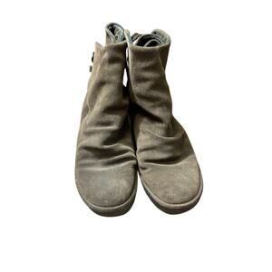 Fly London Brown Suede Ankle Booties Lace Up Back Size 8.5